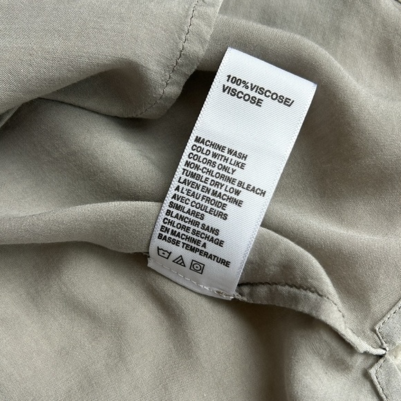 James Perse mandarin collar taupe gray brown long sleeve shirt dress 100% viscos - Picture 15 of 16